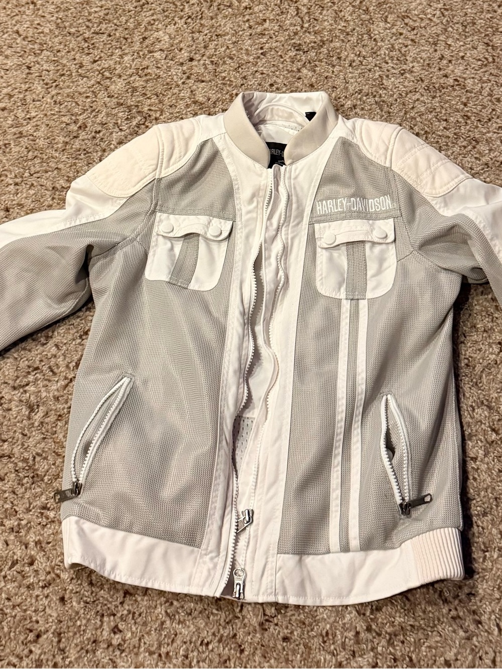Harley-Davidson White and Light Gray Mesh Riding Jacket